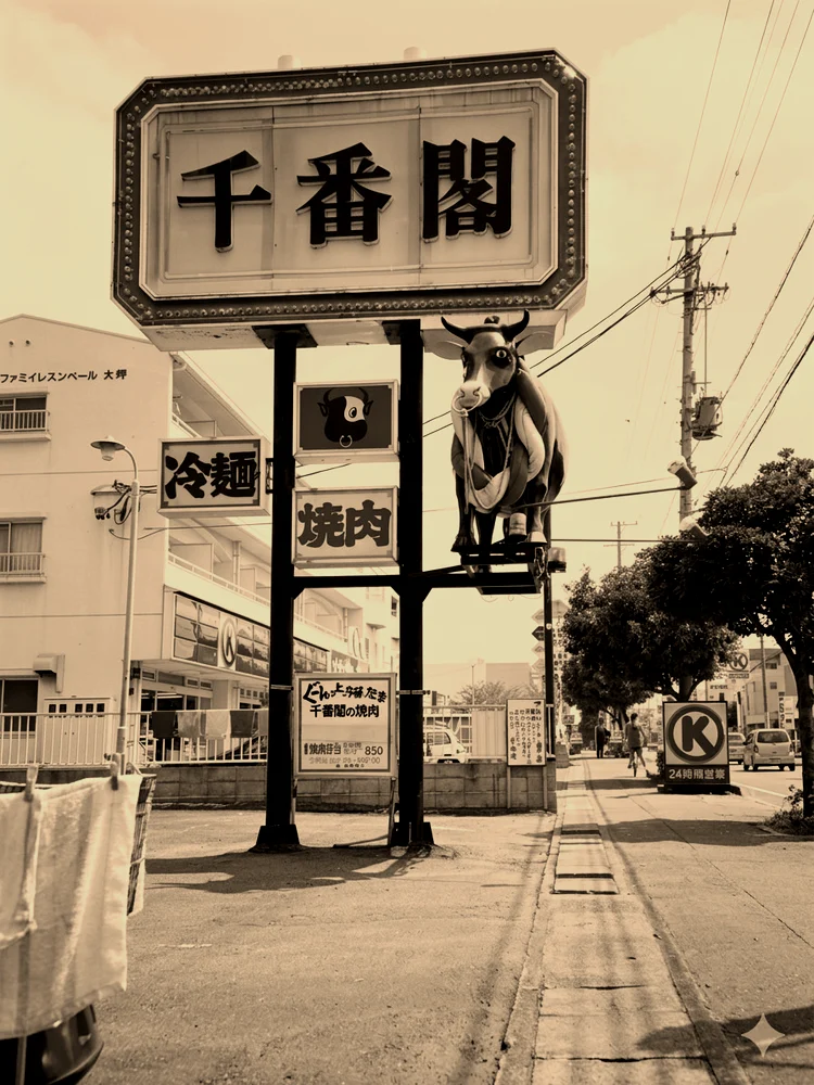 焼肉 千番閣 昭和の看板
